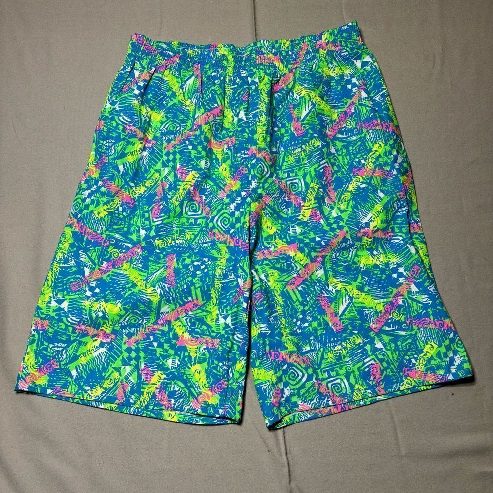 Vintage 90’s Abstract Neon Surf Gear‎ Shorts size Large